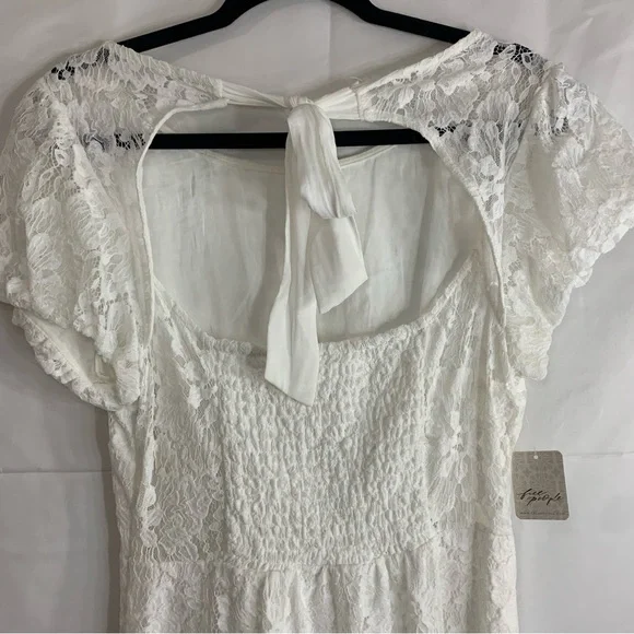 NWT Free People Hailee Lace Mini Dress in White, size L - Picture 14 of 16